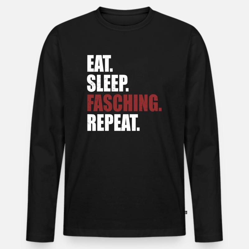 Fasching - Nur noch feiern im Kopf - Männer Premium Bio Langarmshirt - Schwarz