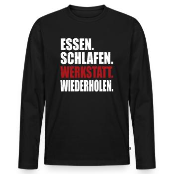 Werkstatt Mann - Männer Premium Bio Langarmshirt - Schwarz - Vorne - Nico (187cm)