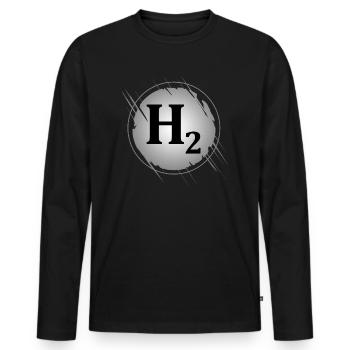 Wasserstoff H2 - Männer Premium Bio Langarmshirt - Schwarz - Vorne - Nico (187cm)