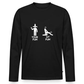 MEIN Spass Sex Geschenkidee - Männer Premium Bio Langarmshirt - Schwarz - Vorne - Nico (187cm)