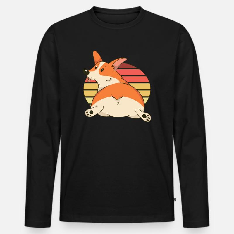 Corgi Hintern - Männer Premium Bio Langarmshirt - Schwarz