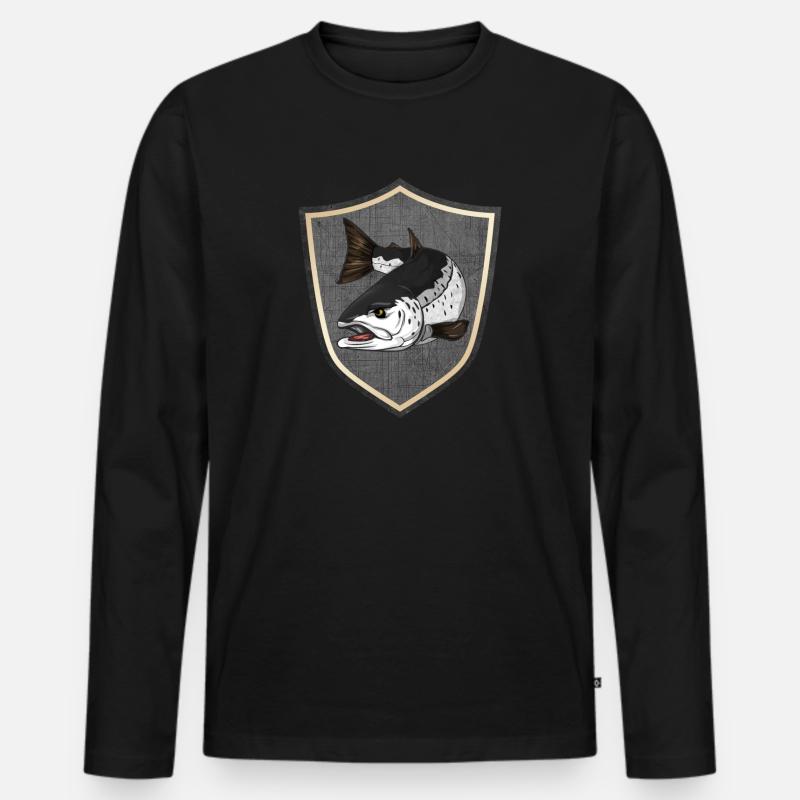 Meerforelle Angeln - Männer Premium Bio Langarmshirt - Schwarz