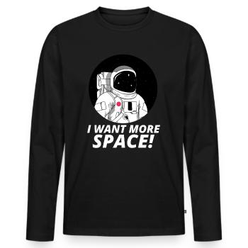 Astronaut Space Gift Nasa Funny Birthday - Men's Premium Organic Long Sleeve Shirt - black - Front - Nico (187cm)