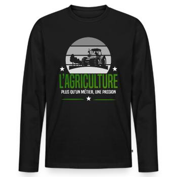 Agriculture - T-shirt manches longues Premium bio Homme - noir - Devant - Nico (187cm)
