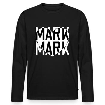 Mark Liebe Übermorgen - Männer Premium Bio Langarmshirt - Schwarz - Vorne - Nico (187cm)