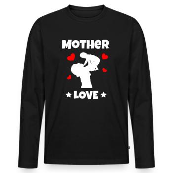 Mère amour fête des mères bébé nourrisson - T-shirt manches longues Premium bio Homme - noir - Devant - Nico (187cm)