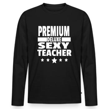Premium Lehrer Geschenkidee Schule - Männer Premium Bio Langarmshirt - Schwarz - Vorne - Nico (187cm)