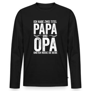 Papa Vatertag Opa Geschenk T-Shirt - Männer Premium Bio Langarmshirt - Schwarz - Vorne - Nico (187cm)