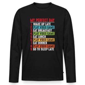 Gamer Player Gamepad Controller T-Shirt - Männer Premium Bio Langarmshirt - Schwarz - Vorne - Nico (187cm)