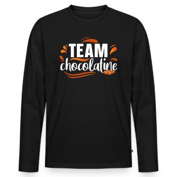 Team Chocolatine Pain Chocolat Humour Boulangerie - T-shirt manches longues Premium bio Homme - noir - Devant - Nico (187cm)