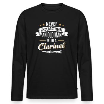 Clarinette Opa Clarinettiste Instrument de Musique Clarinettiste - T-shirt manches longues Premium bio Homme - noir - Devant - Nico (187cm)