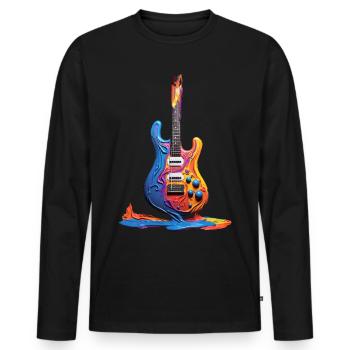 Cool guitar melts - Men's Premium Organic Long Sleeve Shirt - black - Front - Nico (187cm)