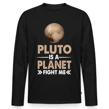 Pluto Planet - Men's Premium Organic Long Sleeve Shirt - black - Front - Nico (187cm)