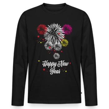 Feux d’artifice Amant - T-shirt manches longues Premium bio Homme - noir - Devant - Nico (187cm)