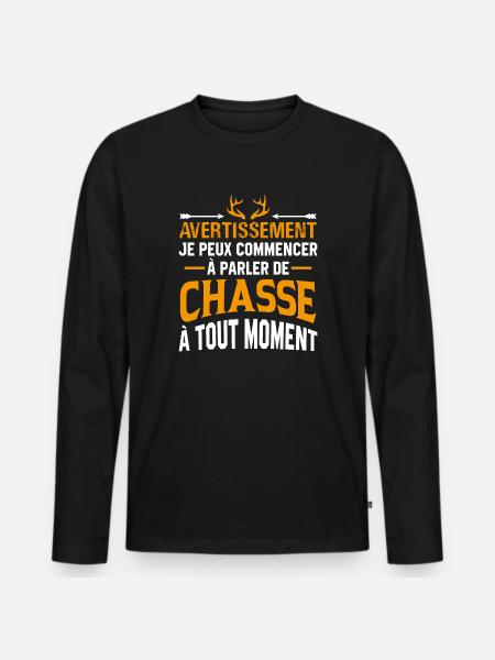Parler de chasse à tout moment cadeau chasseur - T-shirt manches longues Premium bio Homme - noir