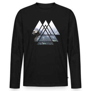 Montagne Explorer - T-shirt manches longues Premium bio Homme - noir - Devant - Nico (187cm)