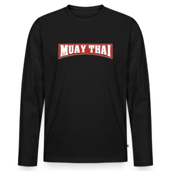 Muay thaï - T-shirt manches longues Premium bio Homme - noir - Devant - Nico (187cm)
