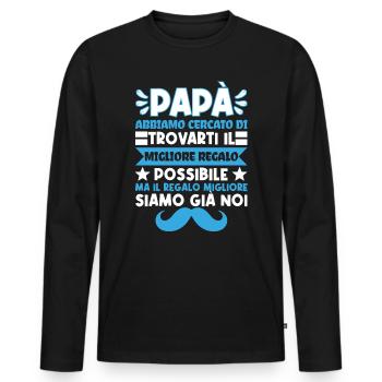 Festa Del Papà miglior Papà del mondo Padre Regalo - Männer Premium Bio Langarmshirt - Schwarz - Vorne - Nico (187cm)