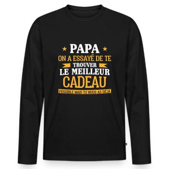 Papa Fête des pères Idée cadeau Meilleur père du - Männer Premium Bio Langarmshirt - Schwarz - Vorne - Nico (187cm)