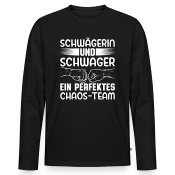 Schwägerin und Schwager perfektes Chaos-Team - Männer Premium Bio Langarmshirt - Schwarz - Vorne - Nico (187cm)