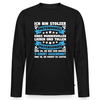 Stolzer Patenonkel vom Patensohn Taufpate Geschenk - Männer Premium Bio Langarmshirt - Schwarz - Vorne - Nico (187cm)