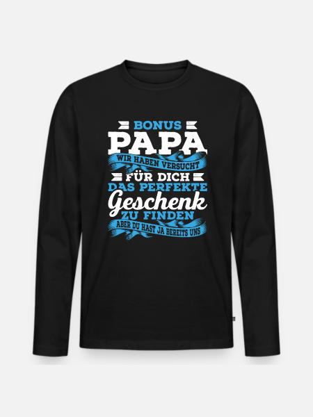 Bonus Papa Stiefvater Stiefpapa Vatertag Geschenk - Männer Premium Bio Langarmshirt - Schwarz