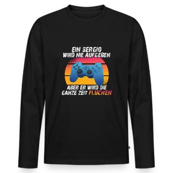 Ein sergio wird nie aufgeben - Männer Premium Bio Langarmshirt - Schwarz - Vorne - Nico (187cm)
