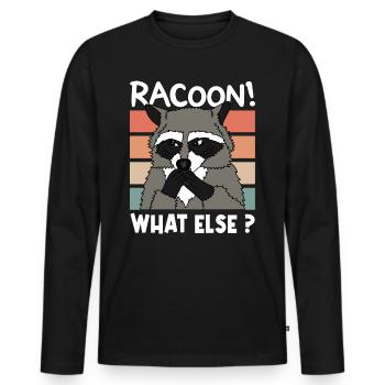 WASCHBÄR RACOON Weihnachten Geschenk - Männer Premium Bio Langarmshirt - Schwarz - Vorne - Nico (187cm)