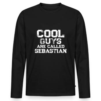 Cool guys are called Sebastian - Männer Premium Bio Langarmshirt - Schwarz - Vorne - Nico (187cm)
