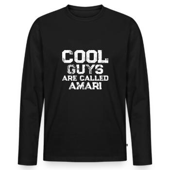 Les mecs cool s’appellent Amari - T-shirt manches longues Premium bio Homme - noir - Devant - Nico (187cm)