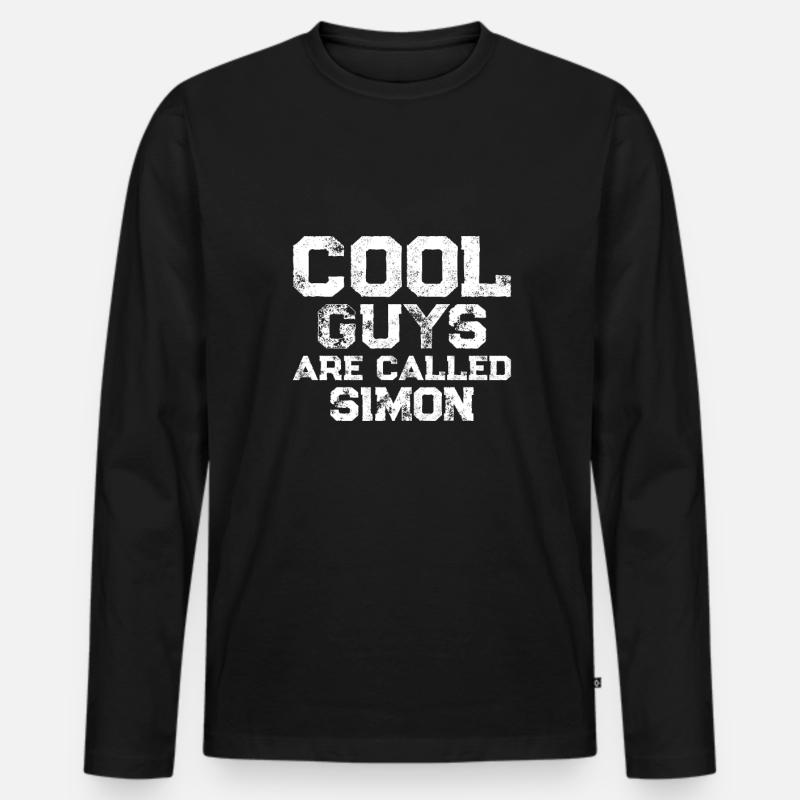 Cool guys are called Simon - Männer Premium Bio Langarmshirt - Schwarz
