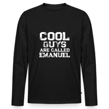 Les mecs cool s’appellent Emanuel - T-shirt manches longues Premium bio Homme - noir - Devant - Nico (187cm)