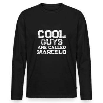 Cool guys are called Marcelo - Männer Premium Bio Langarmshirt - Schwarz - Vorne - Nico (187cm)