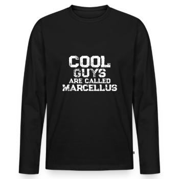 Cool guys are called Marcellus - Men's Premium Organic Long Sleeve Shirt - black - Front - Nico (187cm)