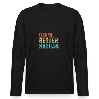 Good better Nathan - Männer Premium Bio Langarmshirt - Schwarz - Vorne - Nico (187cm)