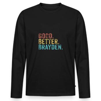 Good better Brayden - Men's Premium Organic Long Sleeve Shirt - black - Front - Nico (187cm)