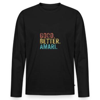 Les mecs cool s’appellent Amari - T-shirt manches longues Premium bio Homme - noir - Devant - Nico (187cm)