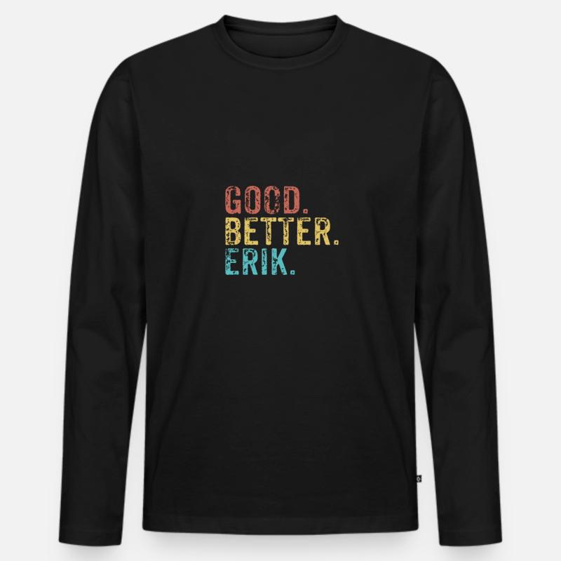 Good better Erik - Männer Premium Bio Langarmshirt - Schwarz