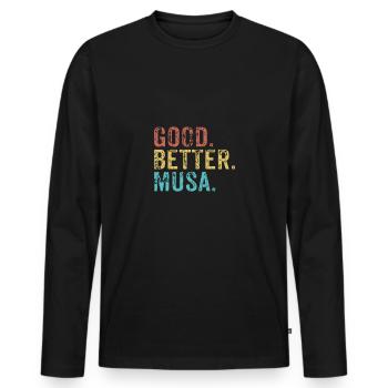 Les mecs cool s’appellent musa - T-shirt manches longues Premium bio Homme - noir - Devant - Nico (187cm)