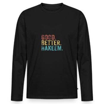 Les mecs cool s’appellent Hakeem - T-shirt manches longues Premium bio Homme - noir - Devant - Nico (187cm)