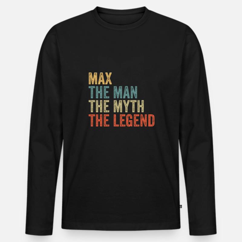 Max the man the myth - Männer Premium Bio Langarmshirt - Schwarz