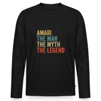 Amari l’homme le mythe - T-shirt manches longues Premium bio Homme - noir - Devant - Nico (187cm)