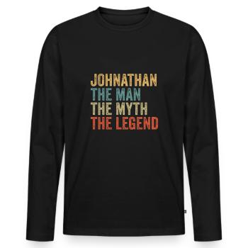 Johnathan the man the myth - Männer Premium Bio Langarmshirt - Schwarz - Vorne - Nico (187cm)