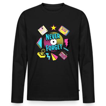 Never Forget 90s Retro Nostalgie - Männer Premium Bio Langarmshirt - Schwarz - Vorne - Nico (187cm)