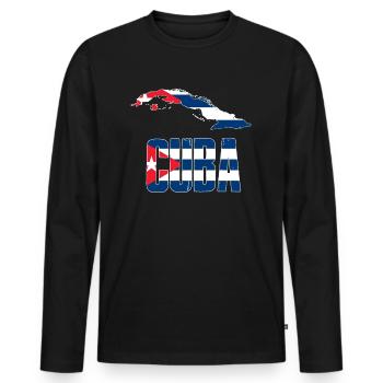 carte de cuba - T-shirt manches longues Premium bio Homme - noir - Devant - Nico (187cm)
