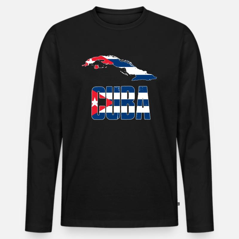 cuba map - Männer Premium Bio Langarmshirt - Schwarz