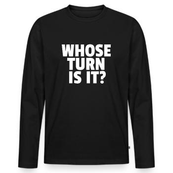Jeu de société jeu de société Who's turn - T-shirt manches longues Premium bio Homme - noir - Devant - Nico (187cm)