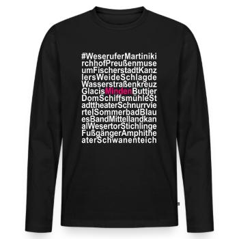 Minden - Männer Premium Bio Langarmshirt - Schwarz - Vorne - Nico (187cm)