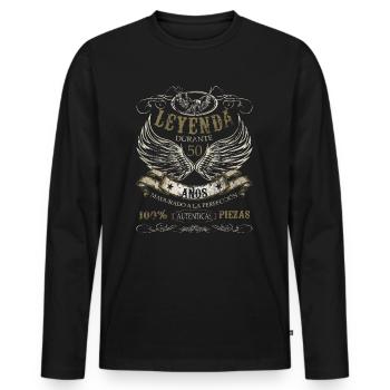 50e anniversaire hommes femmes 50 ans - T-shirt manches longues Premium bio Homme - noir - Devant - Nico (187cm)