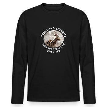 Native Americans | Indian on horse | sarcasm - Men's Premium Organic Long Sleeve Shirt - black - Front - Nico (187cm)